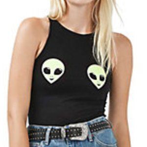 Topshop Alien Black Bodysuit, US Size 2 (Glow-in-the-dark)